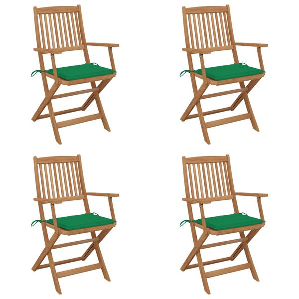 vidaXL Klappbare Gartenst&uuml;hle 4 Stk. mit Kissen Massivholz Akazie