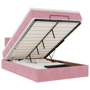 vidaXL Ottomane Bett mit Matratze & LEDs Rosa 120x190 cm Samt
