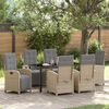 vidaXL Garten Essgruppe mit Kissen 7 pcs Beige Poly-Rattan