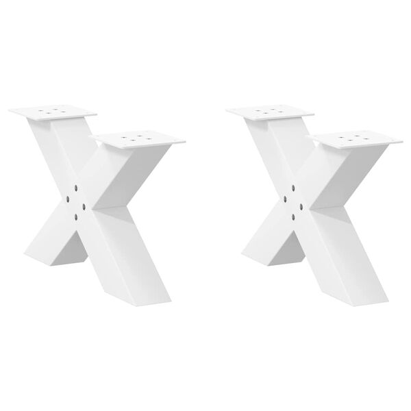 vidaXL Couchtischbeine X-Form 2 Stk. Wei&szlig; 60x(30-31) cm Stahl