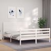 vidaXL Massivholzbett mit Kopfteil Wei&szlig; 160x200 cm