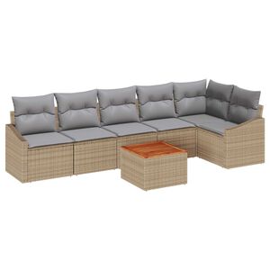 vidaXL Gartensofa-set 7 pcs Beige und Hellgrau Poly-Rattan