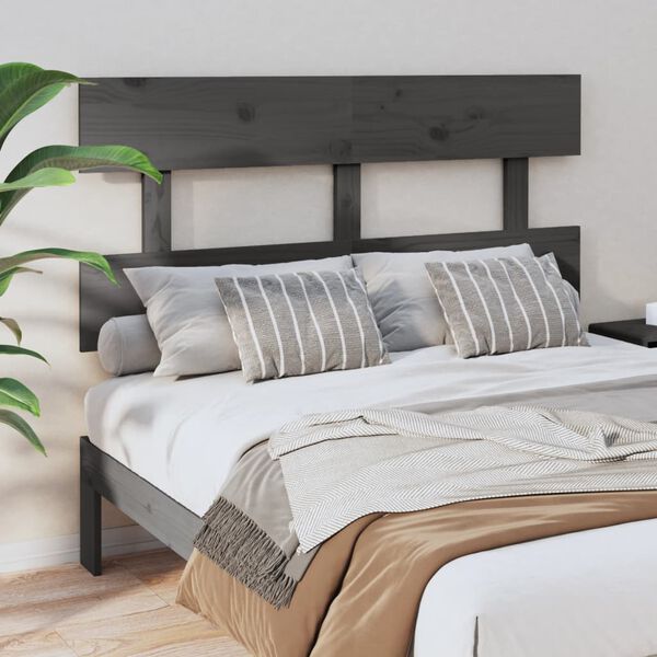 vidaXL Kopfteil Grau 138x3x81 cm Massivholz Kiefer