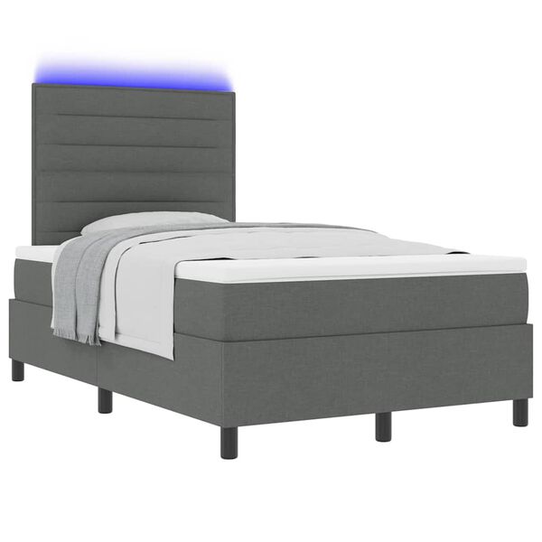 vidaXL Boxspringbett mit Matratze Dunkelgrau 120 x 200 cm Stoff