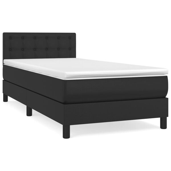 vidaXL Boxspringbett mit Matratze Schwarz 80x200 cm Kunstleder
