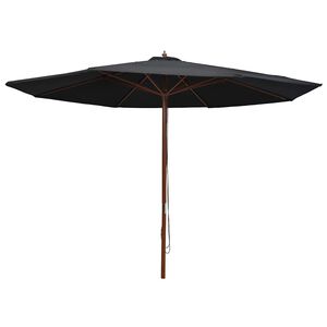 vidaXL Sonnenschirm mit Holzmast 350 cm Schwarz