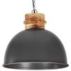 vidaXL H&auml;ngelampe Industriestil Grau Rund 50 cm E27 Mango Massivholz
