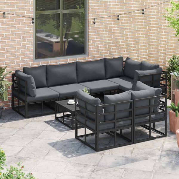 vidaXL Gartensofa-set mit Kissen 7 pcs Schwarz Stahl