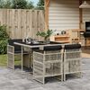 vidaXL 5-tlg. Garten-Essgruppe mit Kissen Hellgrau Poly Rattan
