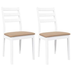 vidaXL Esszimmerst&uuml;hle mit Kissen 2 Stk. Wei&szlig; Massivholz Gummibaum