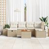 vidaXL Garten-Sofa-Set mit Kissen mit Speicher 7 pcs Beige Poly Rattan