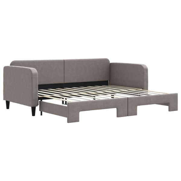 vidaXL Tagesbett Ausziehbar Taupe 90x200 cm Stoff