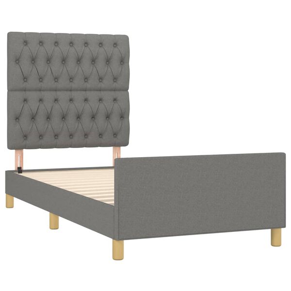 vidaXL Bettgestell ohne Matratze Dunkelgrau 90x200 cm Stoff