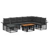 vidaXL Gartensofa-set 9 stk. Schwarz und Dunkelgrau Poly-Rattan