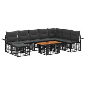 vidaXL Gartensofa-set 9 stk. Schwarz und Dunkelgrau Poly-Rattan