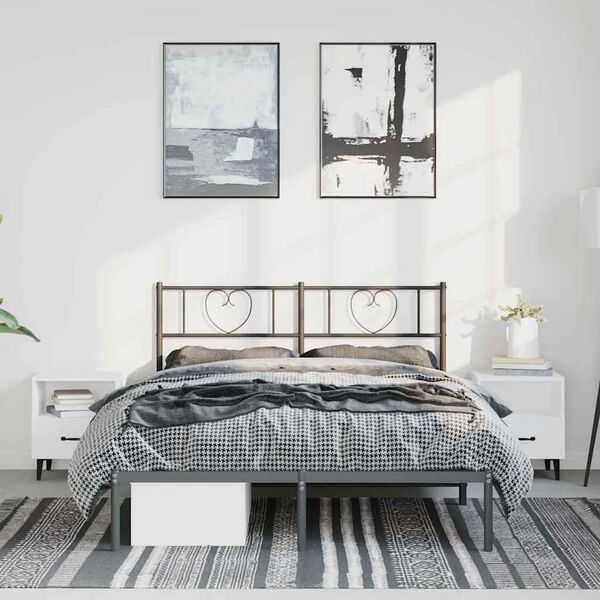 vidaXL Bettgestell mit Kopfteil Metall Schwarz 135x190 cm