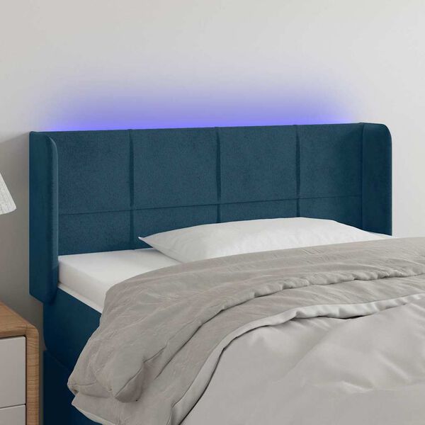 vidaXL LED Kopfteil Dunkelblau 103x16x78/88 cm Samt