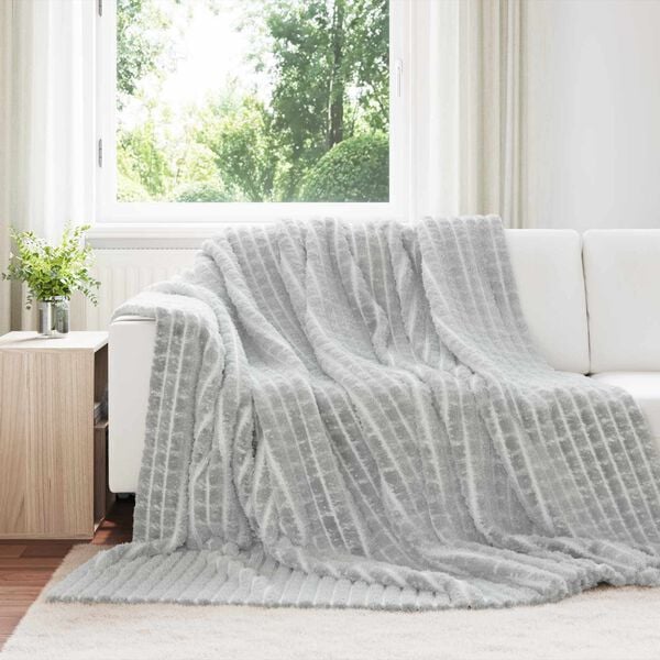 vidaXL &Uuml;berwurfdecke Grau 240 x 220 cm Fleece