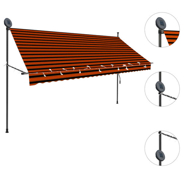 vidaXL Einziehbare Markise Handbetrieben mit LED 300 cm Orange Braun