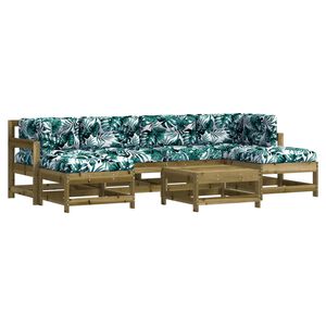 vidaXL 7-tlg. Garten-Lounge-Set mit Kissen Imprägniertes Kiefernholz