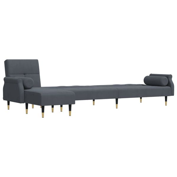 vidaXL Schlafsofa in L-Form Dunkelgrau 271x140x70 cm Samt