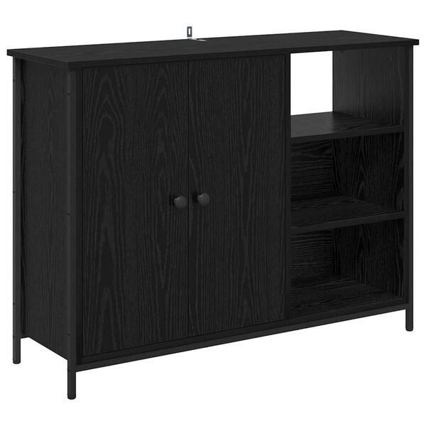 vidaXL Sideboard Schwarz Eichen-Optik 100 x 33 x 75 cm Holzwerkstoff