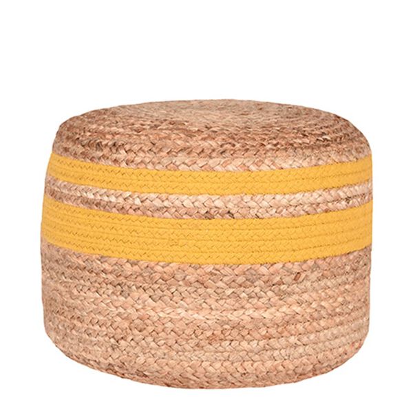 LABEL51 Pouf Geflochten Jute Gelb und Natur