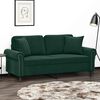vidaXL 2-Sitzer-Sofa mit Zierkissen Dunkelgr&uuml;n 140 cm Samt