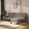 vidaXL Schlafsofa 2-Sitzer mit Fu&szlig;hocker Hellgrau Samt