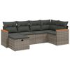vidaXL 6-tlg. Garten-Sofagarnitur mit Kissen Grau Poly Rattan