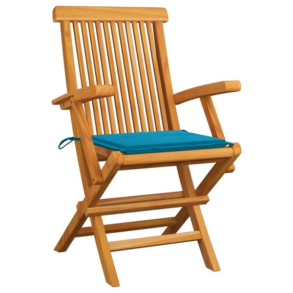 vidaXL Gartenst&uuml;hle mit Blauen Kissen 2 Stk. Massivholz Teak