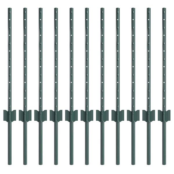 vidaXL Zaunpfosten 11 pcs Gr&uuml;n 100 cm Stahl