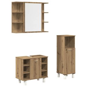 vidaXL 3-tlg. Badm&ouml;bel-Set Artisan-Eiche Holzwerkstoff