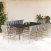 vidaXL 9-tlg. Garten-Essgruppe mit Kissen Beigemischung Poly Rattan