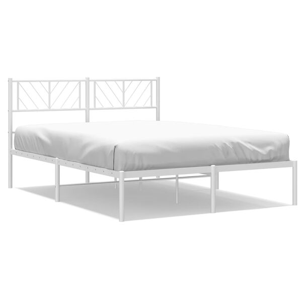 vidaXL Bettgestell mit Kopfteil Metall Wei&szlig; 120x200 cm