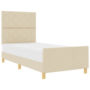 vidaXL Bettgestell mit Kopfteil Creme 100 x 200 cm Stoff