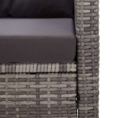 vidaXL 2-Sitzer-Gartensofa mit Kissen Grau 124 cm Poly Rattan