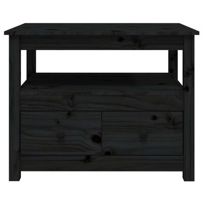 vidaXL Couchtisch Schwarz 71x49x55 cm Massivholz Kiefer