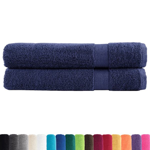 vidaXL Premium-Saunat&uuml;cher SOLUND 2 Stk Marineblau 80x200 cm 600 g/m&sup2;