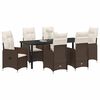 vidaXL Garten Essgruppe mit Kissen 7 pcs Braun Poly Rattan