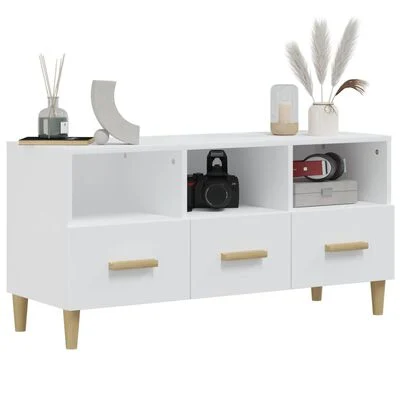 vidaXL TV-Schrank Hochglanz-Weiß 102x36x50 cm Holzwerkstoff