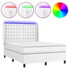 vidaXL Boxspringbett mit Matratze & LED Wei&szlig; 140x200 cm Kunstleder