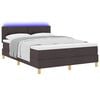 vidaXL LED Boxspringbett mit Matratze Dunkelbraun 140 x 200 cm Stoff