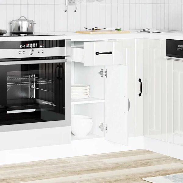 vidaXL K&uuml;chen-Unterschrank Lucca Hochglanz-Wei&szlig; Holzwerkstoff