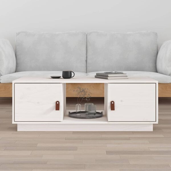 vidaXL Couchtisch Wei&szlig; 100x50x35 cm Massivholz Kiefer