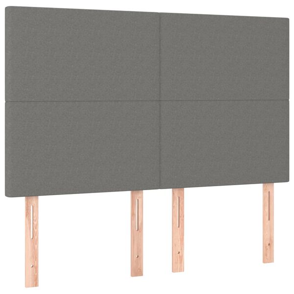vidaXL LED Kopfteil Dunkelgrau 144x5x118/128 cm Stoff