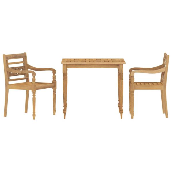 vidaXL 3-tlg. Garten-Essgruppe Massivholz Teak