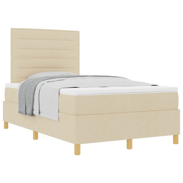 vidaXL Boxspringbett mit Matratze Creme 120 x 200 cm Stoff