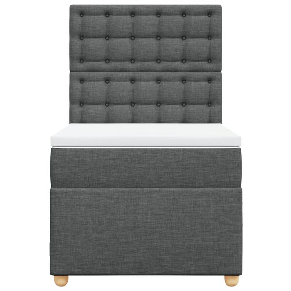 vidaXL Boxspringbett mit Matratze Dunkelgrau 90x190 cm Stoff