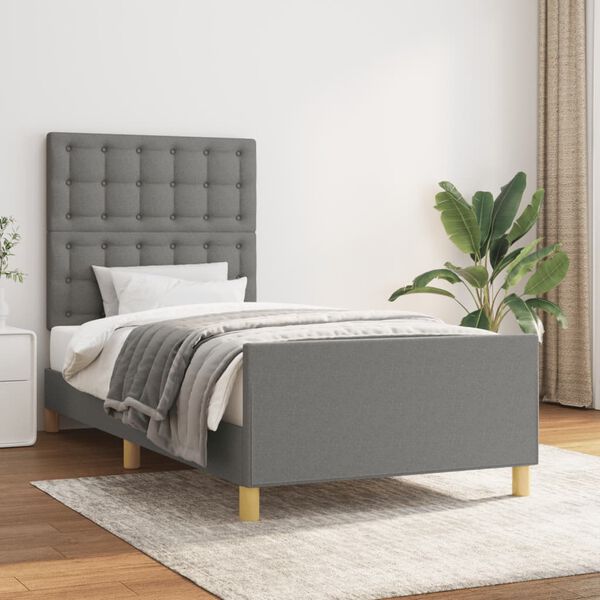 vidaXL Bettgestell ohne Matratze Dunkelgrau 100x200 cm Stoff